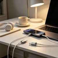 Kabel USB C ke C 60W Backpacker Ready, Ringkas, Ringan, Berbahan Zinc Alloy, Kabel Terjalin, Tegangan Universal untuk Perjalanan Internasional