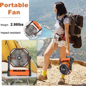 Ventilateur de camping rechargeable 20000 mAh avec télécommande, <span class=keywords><strong>4</strong></span> vitesses, lumière LED, crochet de suspension, alimentation USB, 60 heures d'autonomie, pour voiture et extérieur - Product Image 6