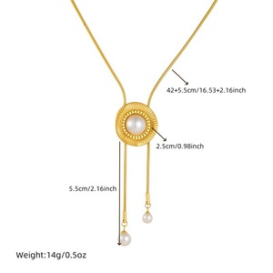 Floral Bow Pearl Pendant Necklace Gold Chain Clavicle Chain Everyday Wear - Product Image 4