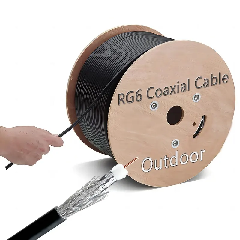 30M 300M 100Ft luar ruangan Super fleksibel Rg-6 Cctv Coax kabel koaksial Rg6 Rg 6 305 kabel Jumper koaksial tembaga Rg 6U Rg6 100M 305M