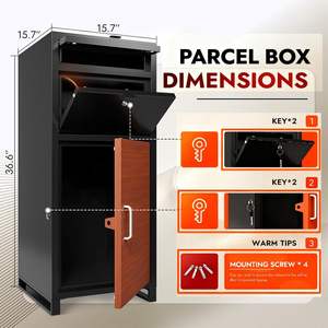 JH-Mech <span class=keywords><strong>Boîte</strong></span> <span class=keywords><strong>aux</strong></span> <span class=keywords><strong>lettres</strong></span> verrouillable de 17x16x38.3 pouces étanche cadre complet pour porche clôture trottoir extra large colis <span class=keywords><strong>boîte</strong></span> de dépôt - Product Image 2