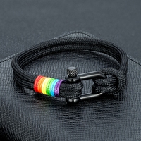 Bracelets de sauvetage d'urgence en plein air faits à la main Double couche Milan Cord Bracelets noirs en acier inoxydable PVD fermoir en forme de U
