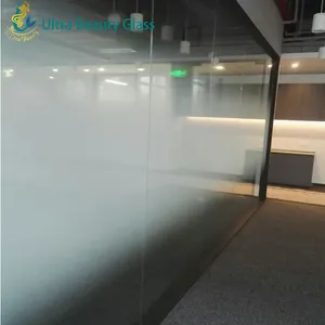 玻璃公司供应梯度磨砂酸蚀隐私保护装饰钢化夹层建筑浮法玻璃