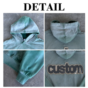 เสื้อฮู้ดดี้ทรงโอเวอร์ไซส์ผ้าเฟรนช์เทอร์รี่เนื้อหนัก 100% คอตตอน ตกแต่งด้วยแพทช์ปักลายเชนิลล์  ผ่านกระบวนการฟอกสีแบบแอซิดวอช - Product Image 6