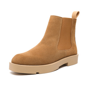 Retro brown Chelsea <b>boots</b>, short style, height-increasing, breathable, shock-absorbing, non-slip, thick sole. - Product Image 2