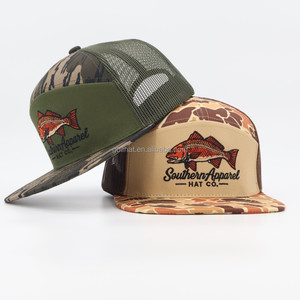 OEM High Quality 7 Panel Cotton Embroidery Logo Flat Brim Richardson 168 Camo Mesh Snapback Baseball <b>Caps</b> Fashionable Canvas - Product Image 1