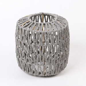 Handmade Paper <b>Rope</b> Lampshade Cylinder Boho Style Brown Color For Indoor <b>Lighting</b> Decor - Product Image 2