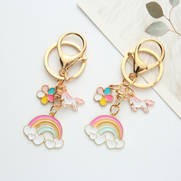 Nouveau alliage porte-clés mignon coloré fleur nuage arc-en-ciel métal clé pendentif créatif sac accessoires