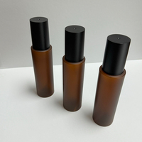 Flacon pulvérisateur cylindrique en PET ambré dépoli de 100 ml, écologique, avec bouchon à vis, pour toner, maquillage et parfum