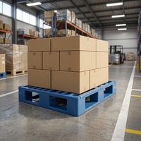 Palette en plastique bleue PP Polyéthylène pour entrepôt, supermarché, usine, taille personnalisée, design anti-collision à grille