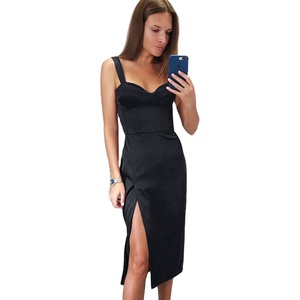 Femmes Sexy Automne Velours Fendu Robes <span class=keywords><strong>De</strong></span> Soirée <span class=keywords><strong>Dos</strong></span> <span class=keywords><strong>Nu</strong></span> Solide Mini Moulante Soirée Robe <span class=keywords><strong>de</strong></span> Club - Product Image 1