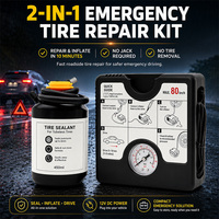 Compresseur d'air 2-en-1 et pompe à air, kit de réparation d'urgence pour pneus, mastic et gonfleur pour outil de sauvetage automobile