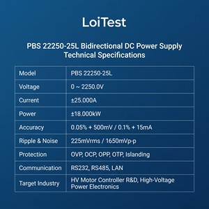Fuente de Alimentación Bidireccional Programable de Alta Precisión para Montaje en Rack 3U, PBS 22250-25L-2250V / 25A 18kW para I+D Industrial - Product Image 5