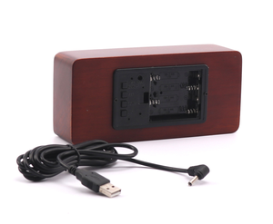 Tempo Temperatura Data LED Digital Alarme De Madeira Relógio com Carregador USB - Product Image 4