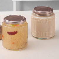 Bocaux en verre scellés à rayures verticales, résistants à la chaleur, pour portions de nid d'oiseau, prêts à consommer, pour bouillonnée de poisson fraîche, confitures et autres préparations.