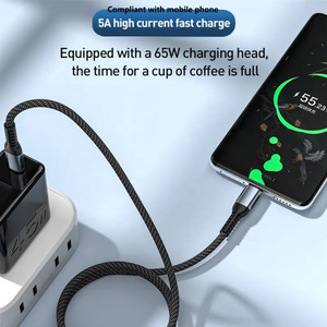 Chất lượng cao PD 100W ctoc nylon sạc nhanh 5A Cáp dữ liệu USB-C PD Loại-C Loại-C dây 100% nylon chất liệu linh hoạt dây - Product Image 4