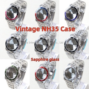 Cassa vintage da 39 mm con vetro zaffiro, accessori fai da te per orologi con movimento NH35, cassa per orologio con cinturino in stile retrò e lunetta in alluminio. - Product Image 2
