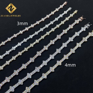 Bijoux Hip Hop Iced Out <span class=keywords><strong>en</strong></span> Argent 925, <span class=keywords><strong>Croix</strong></span> de 3 mm et 4 mm avec Chaîne Tennis <span class=keywords><strong>en</strong></span> Argent 925, Moissanite VVS pour Hommes et Femmes - Product Image 5