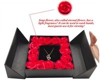 Boîtes cadeaux pliables pour la Saint-Valentin, boîtes à fleurs à deux niveaux, emballage rigide, boîte à fleurs minimale avec boîtes à bijoux en papier