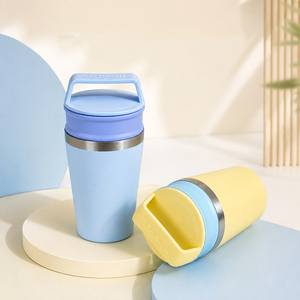 แก้วกาแฟพกพาขนาด 320 มล. แก้วน้ำสแตนเลส 304 เก็บความร้อน-เย็น พร้อมฝาปิดและหูหิ้ว สำหรับใช้ในสำนักงาน - Product Image 3