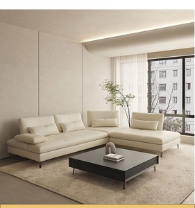 Escenario de Rochburg francés italiano antes y después de mover el poste Villa Apartamento grande Sofá de cuero profundo para sentarse ancho - Product Image 3