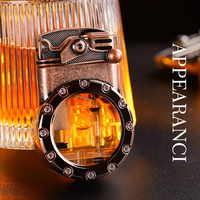Briquet à bascule en métal créatif personnalisé, double flamme bleue droite, chambre à gaz transparente visible, rechargeable, luxe léger
