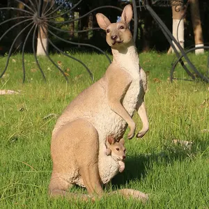 Yüksek kaliteli figürler dekor hayvan toptan yaşam boyutu kanguru, reçine gerçekçi hayvanlar kanguru açık @