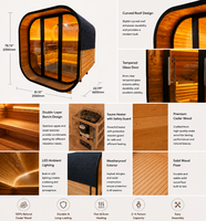 Sauna à vapeur à faible entretien pour 3 à 4 personnes, sauna traditionnel extérieur moderne en cèdre rouge