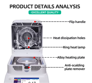 Analizador de Humedad Halógeno de Laboratorio, 120g, Precisión de 0.001g, Pantalla Táctil Digital de 5 Pulgadas, Directo de Fábrica - Product Image 3