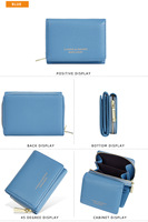 Dompet Tipis Fashion Baellerry Baru untuk Wanita, Dompet Pendek Kulit PU dengan Resleting untuk Koin, Dilengkapi Jendela ID/Foto dan Tempat Kartu