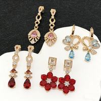 Pendientes Colgantes de Lujo XUPING Jewelry Jingjing con Circonita Sintética, Baño de Oro de 18K, Diseño de Corazón, Flor y Óvalo, para Fiestas y Bodas