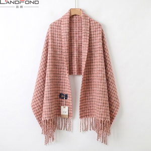 Écharpe pour femme Landfond, nouvelle collection coréenne à motif <span class=keywords><strong>pied</strong></span>-<span class=keywords><strong>de</strong></span>-<span class=keywords><strong>poule</strong></span>, châle long <span class=keywords><strong>de</strong></span> luxe en polyester respirant imprimé, étole chaude pour l'hiver - Product Image 3