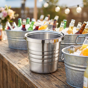 Seau à glace industriel en acier inoxydable durable de qualité supérieure, avec poignées latérales, isolation à double paroi, personnalisable pour les fêtes, le vin et la bière - Product Image 4