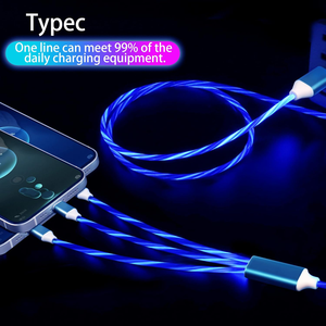 Câble de charge multi-usage 3 <span class=keywords><strong>en</strong></span> 1 avec logo <span class=keywords><strong>en</strong></span> gros, type C, lumineux, LED, lumière fluide, USB-C, charge rapide pour ordinateur, imprimante - Product Image 4