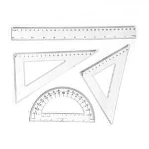 Juego de Reglas Triangulares y Cuadradas de Plástico Transparente de 30 cm, con Transportador de Ángulos, para Niños, en Promoción - Product Image 2