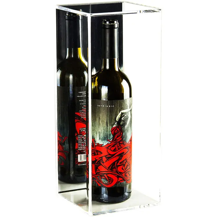 Acryl Klar Boxen Für Lagerung Whisky Flaschen Arbeitsplatte Acryl Wein Display Box Mit Spiegel Zurück