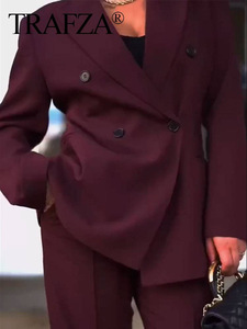 Damen 2-teiliger Modischer Büro-Anzug Exquisiter Knopf-Anzug Retro Langärmeliger Damen-<span class=keywords><strong>Blazer</strong></span>+Hose Damenanzug - Product Image 2