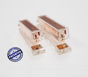 Huishen — ensemble de papeterie de bureau de luxe, <span class=keywords><strong>agrafeuse</strong></span> en acrylique transparent, en métal doré rose - Product Image 3