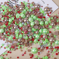 Emballage en vrac mélange de tailles colorées ABS demi-perle ronde et strass en résine à dos plat pour ongles Mobile bricolage artisanat