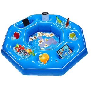 Inflatable Game <b>Table</b> With Cup Holders For Pool <b>Parties</b> Vinyl Floating Chess Board And Drink Cooler Float - Product Image 4