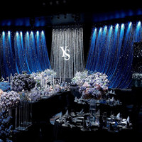 LANJO ROMANTIC Rideaux de plafond circulaires pour mariage et décoration intérieure, en PVC, avec perles et paillettes de cristal argentées, taille personnalisée
