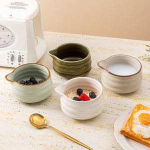 Tazón de cerámica de porcelana texturizada hecha a mano con logotipo personalizado al por mayor para ensalada de frutas, accesorios para té y café Matcha con pico - Product Image 2