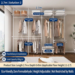 Système de penderie ouverte ZYTH moderne et pliable, idéal pour la location, avec étagères robustes, <span class=keywords><strong>kit</strong></span> de rangement sans installation permanente - Product Image 6