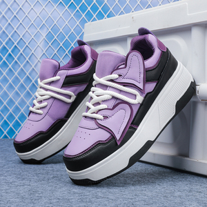 <span class=keywords><strong>Pattini</strong></span> a rotelle unisex viola e neri a 2/4 ruote, stile cuore, scarpe con ruote deformabili per adolescenti - Product Image 4