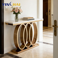 Table console ronde de haute qualité, directement de l'usine, style moderne, pour entrée, couloir, salon, salle à manger, meubles multifonctionnels en marbre