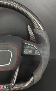 Volant sport en fibre de carbone et cuir personnalisable en couleur et surpiqûres pour <span class=keywords><strong>Audi</strong></span> A3/A4/A5/A6/Q3/Q5/Q7/R8/B8/TT - Product Image 6