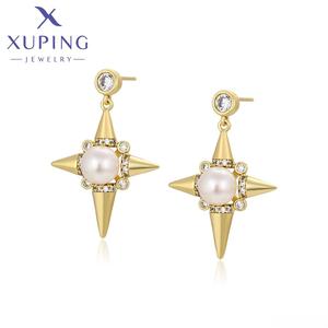 X000904669 Fabricantes de joyería Pendientes de perlas de circón artificial Estilo de estrella Pendientes de joyería chapados en oro de moda - Product Image 1