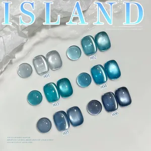1-12 pièces TC Summer Blue Glass Bead Cat Eye Gel Nail Polish Flash White Spar Nude Color Magnet Nail Art Gel Salon Christmas Nails - Product Image 5