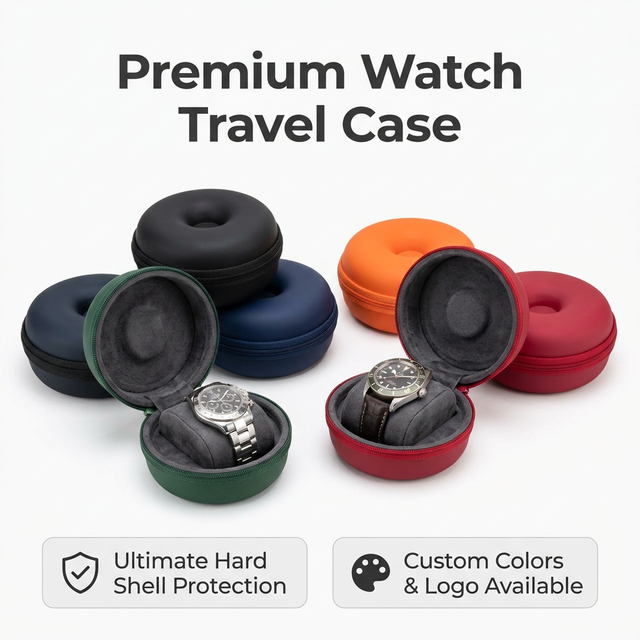 Personalized Eco-Friendly Water Resistant EVA Foam Watch Case with Zipper Closure Hard Shell Travel Protection for Timepiece