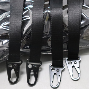Custom Heavy Duty Embossing Logo Black Nylon Lanyard With Extra Strong Black Metal Hook